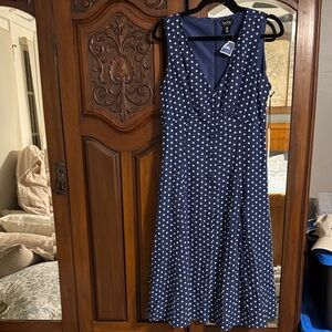 Navy Polka Dot Midi Dress